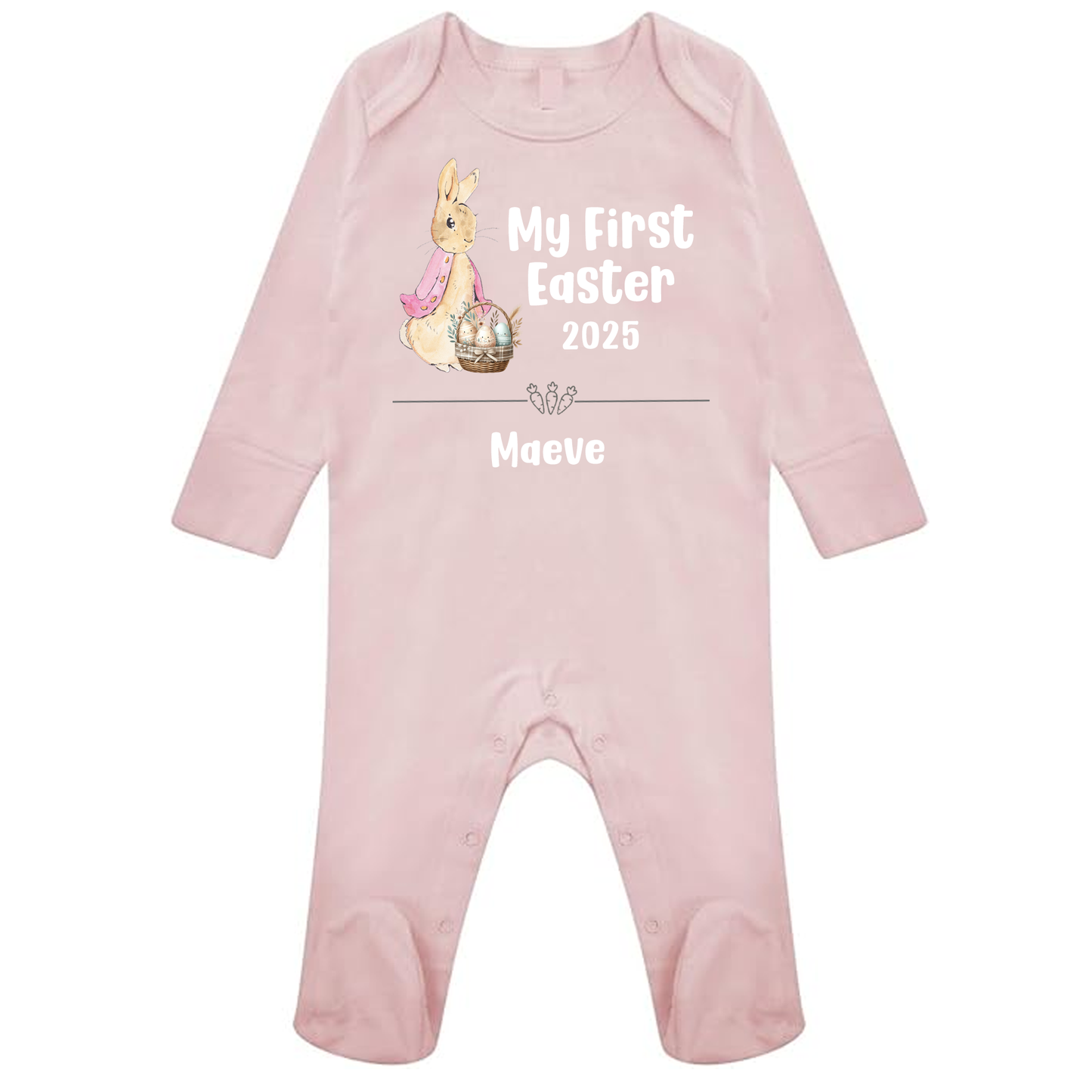 My First Easter - Personalised Babygrow Rompersuit/Sleepsuit - pink or blue
