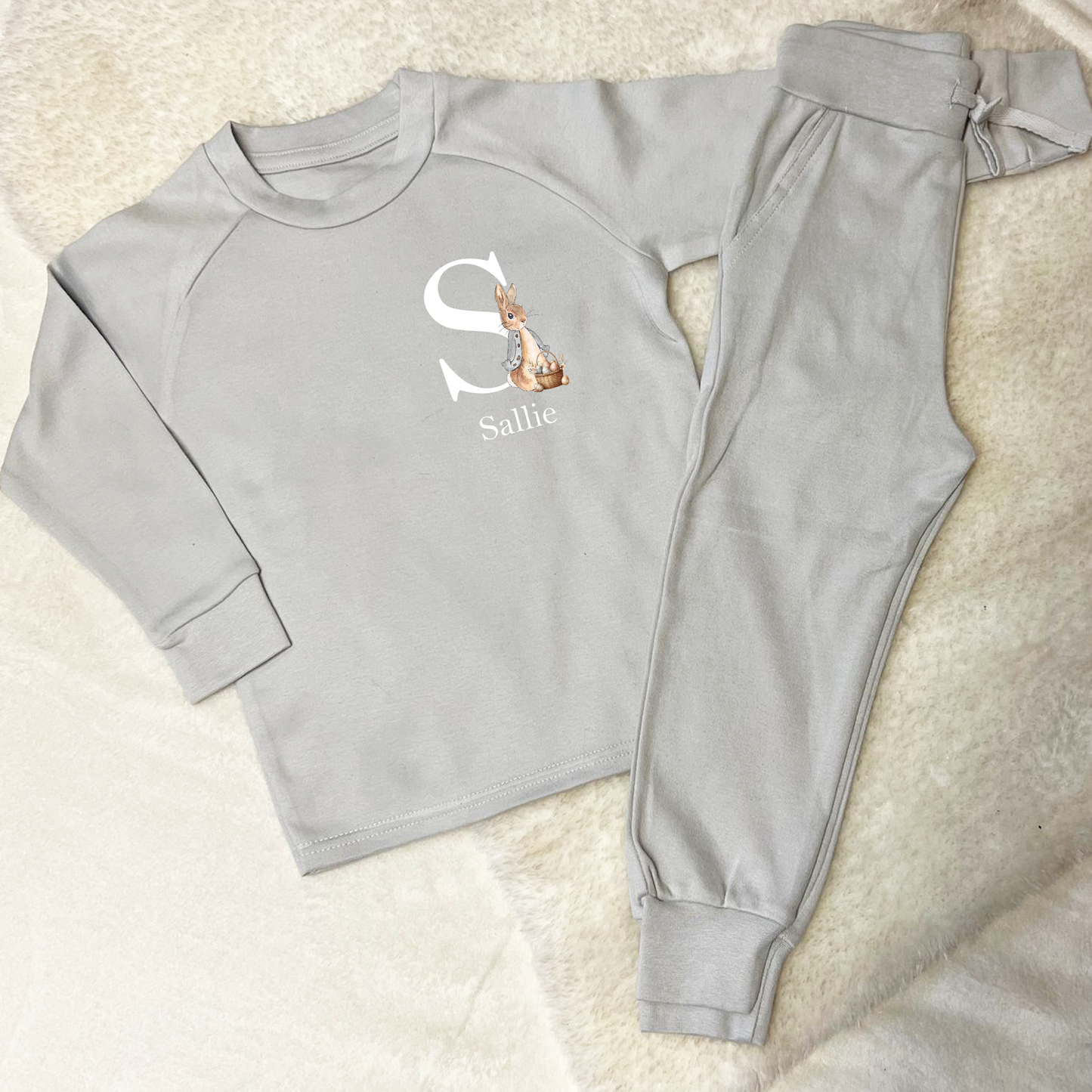 Personalised Easter Bunny Lounge Set - Grey