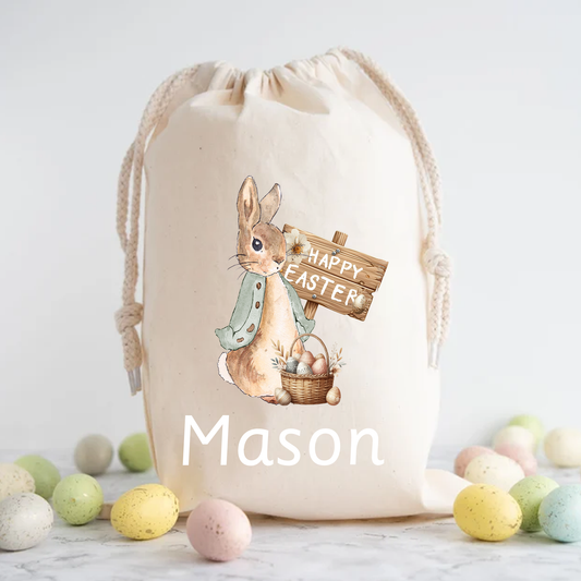 Personalised Happy Easter Rabbit Treat Bag - different sizes available