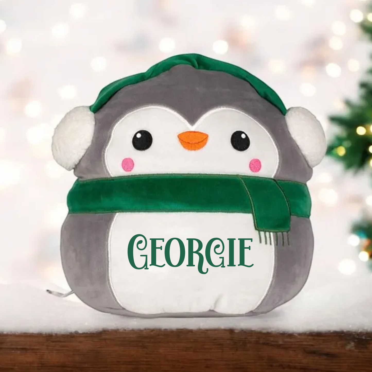 Personalised Squidy Christmas Penguin Soft Toy