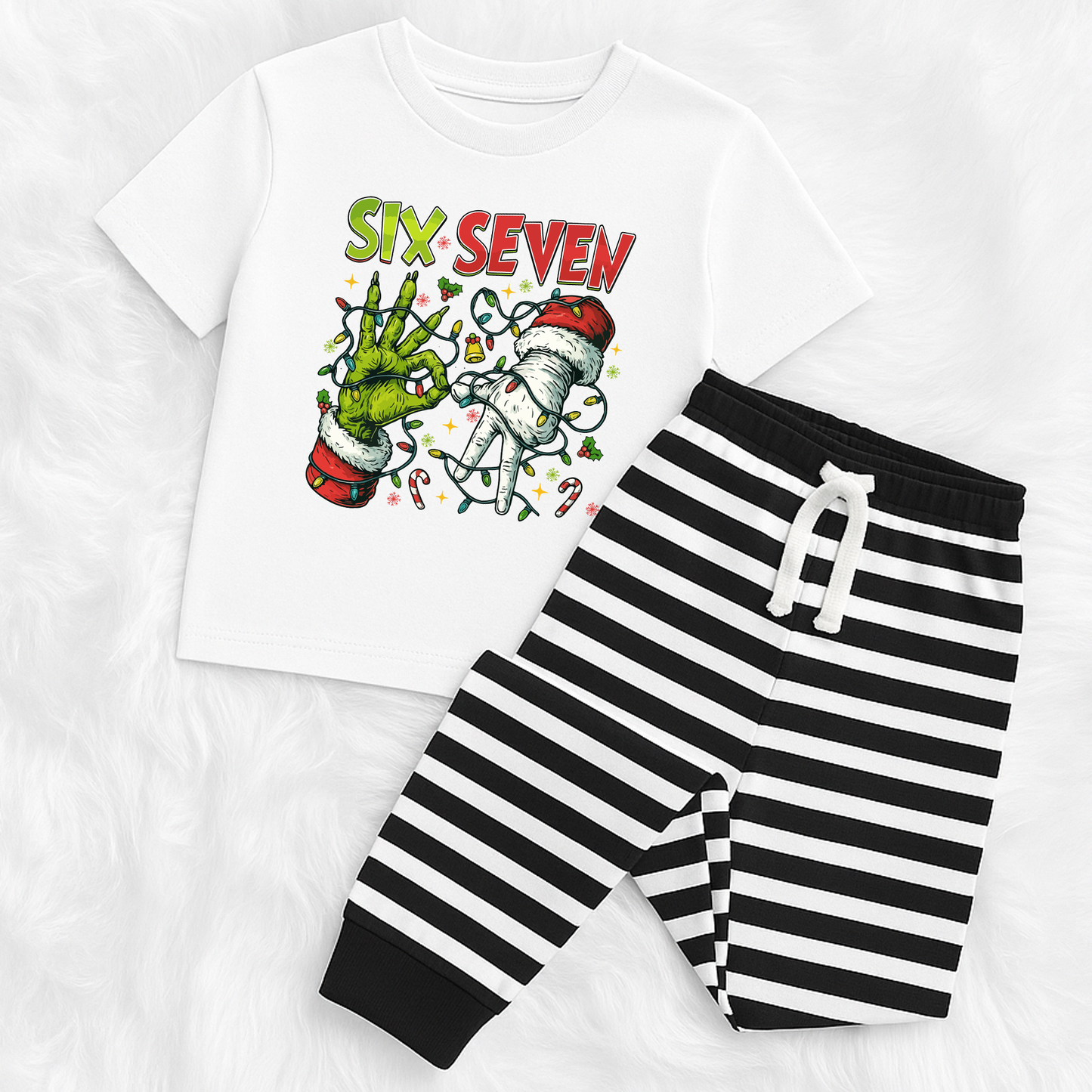 6 7 Christmas - Navy White Striped Family Matching PJs Pyjamas - Personalisation optional (Copy)