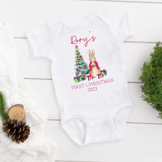 My 1st Christmas- Personalised Rabbit Design Baby Vest