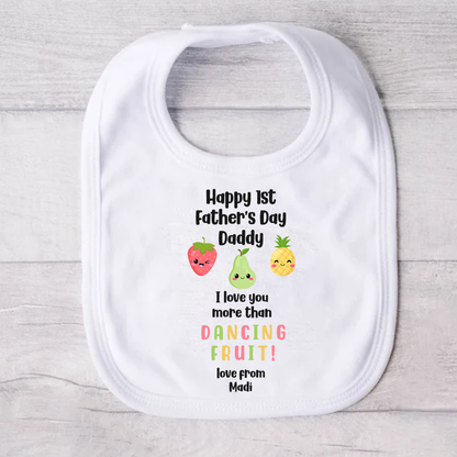 Happy 1st Father's Day Daddy - Dancing Fruit Personalised Baby Vest