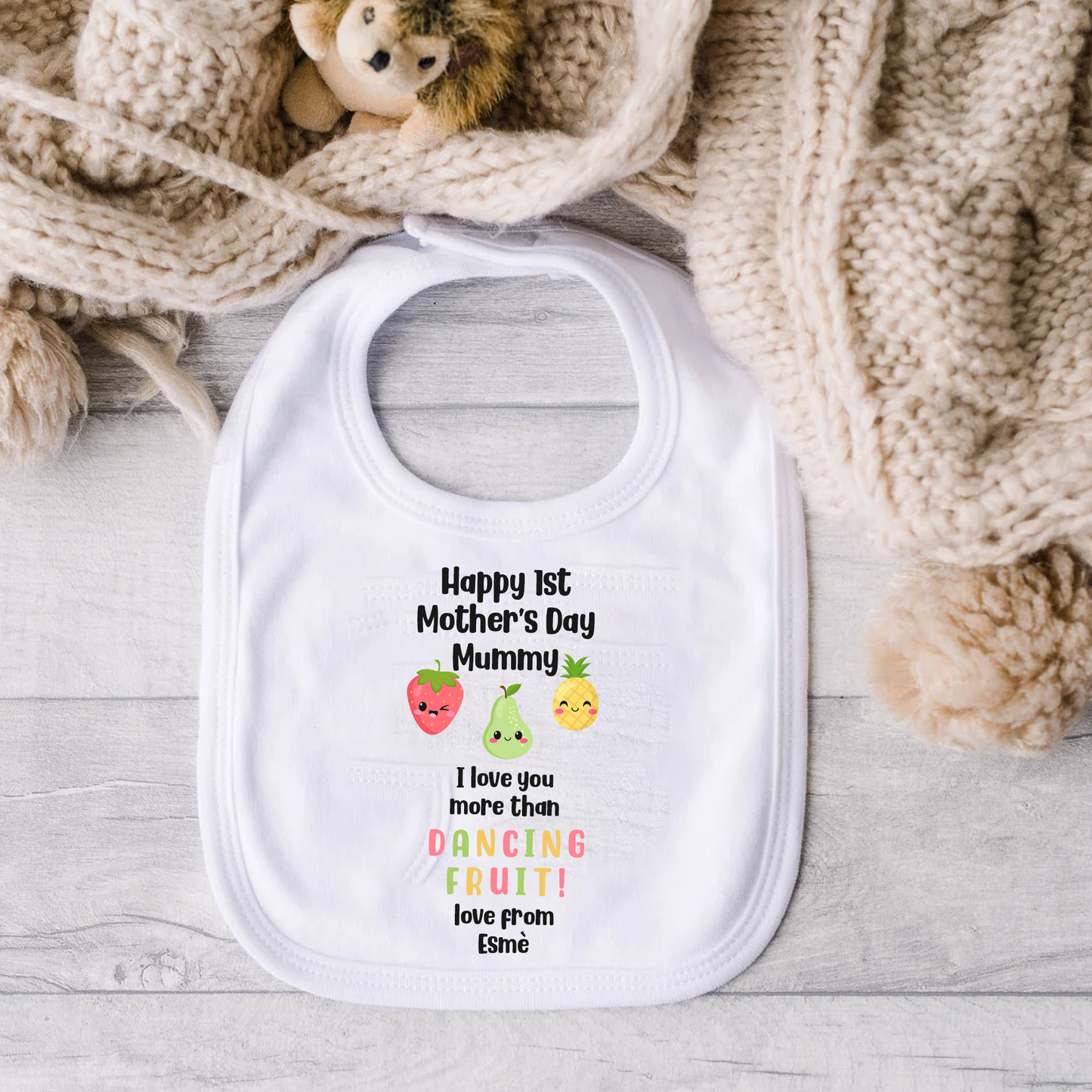 Happy 1st Mother's Day Mummy - Dancing Fruit Personalised Baby Vest
