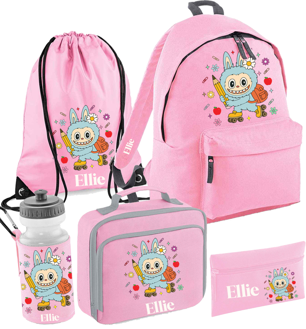 Back to School Little Bubu Monsters Pink Set - personalisation options
