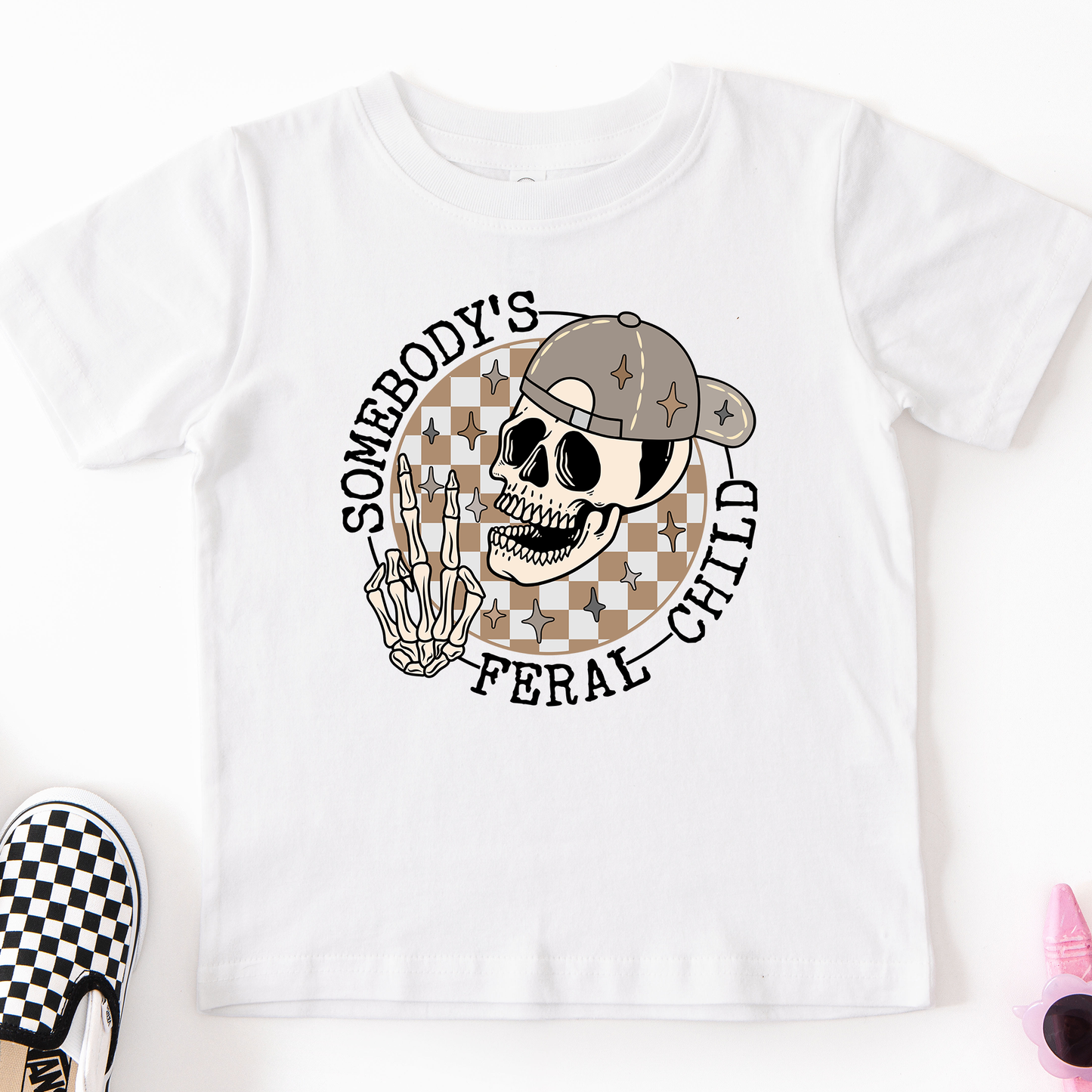 Somebody's Feral Child Skull Design T-Shirt