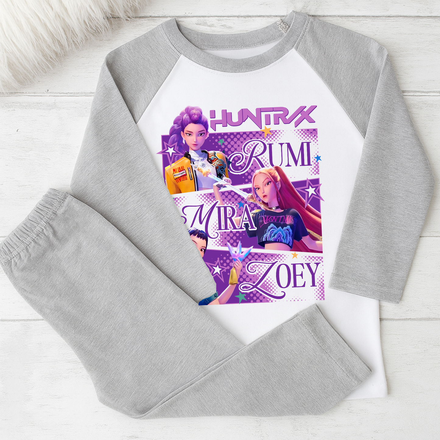 Huntrix Demon Hunters Grey / White PJs Pyjamas