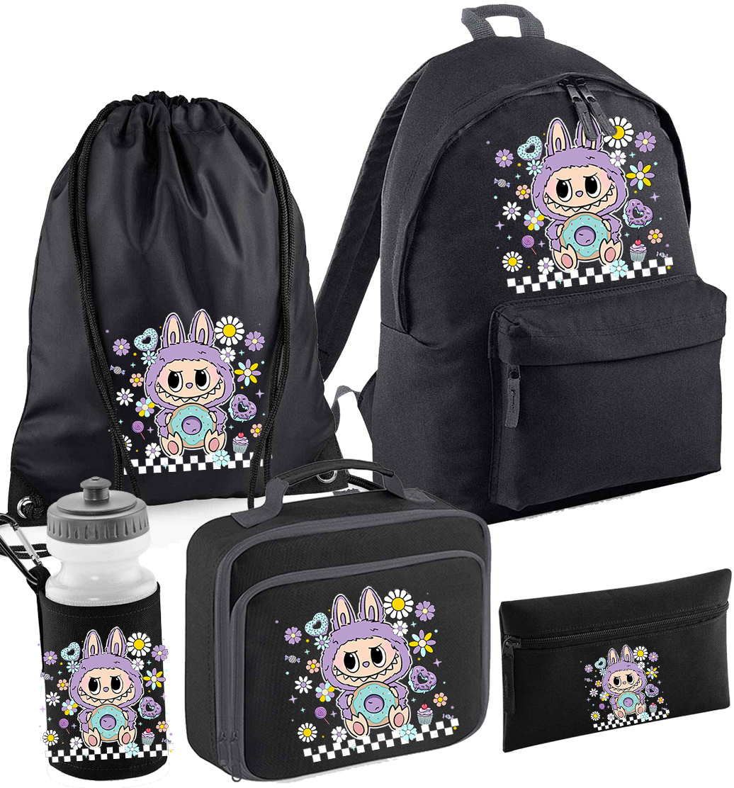 Back to School Little Bubu Lilac Donut Design Monsters Black Set