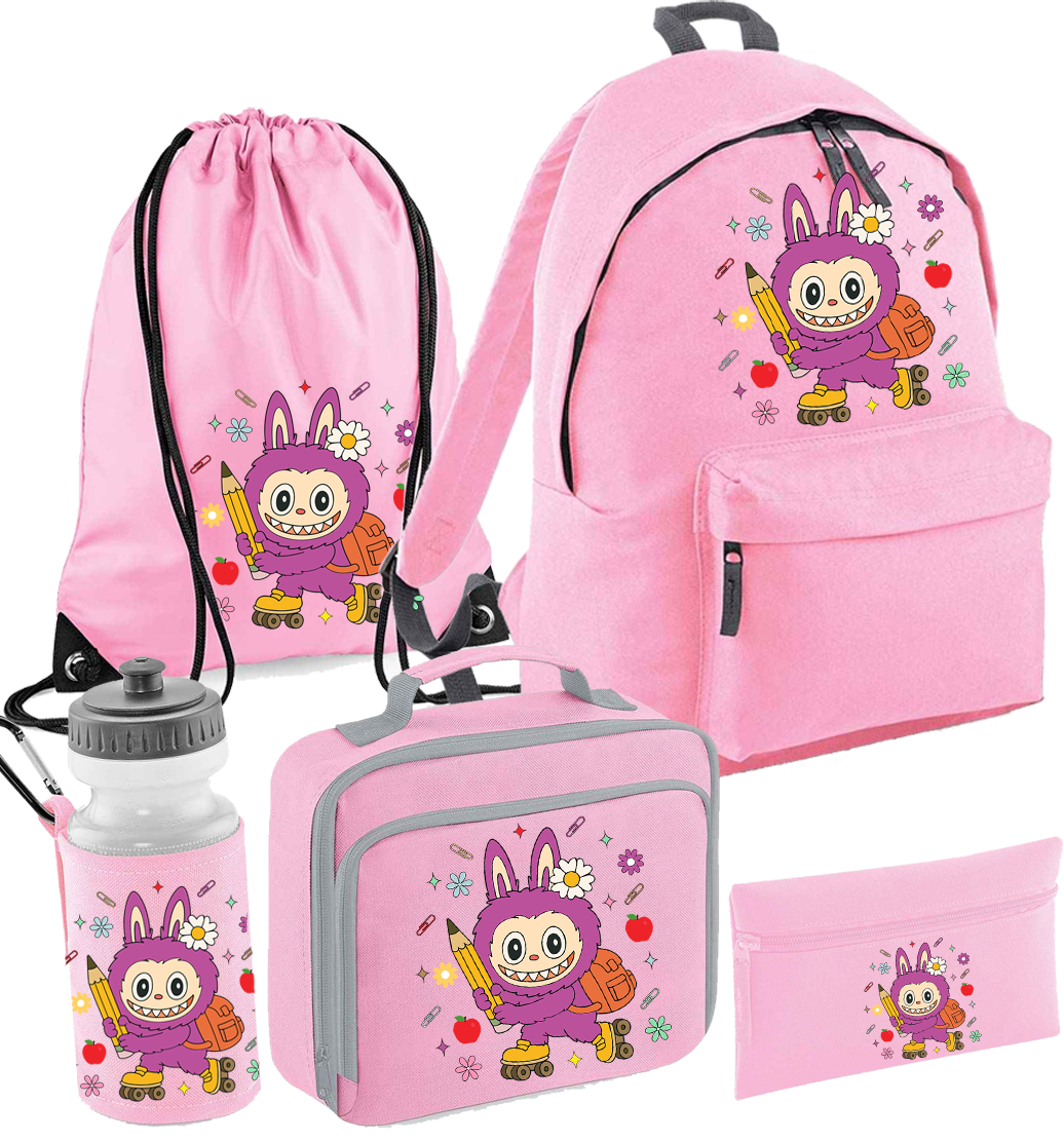 Back to School Little Bubu Monsters Pink Set - personalisation options