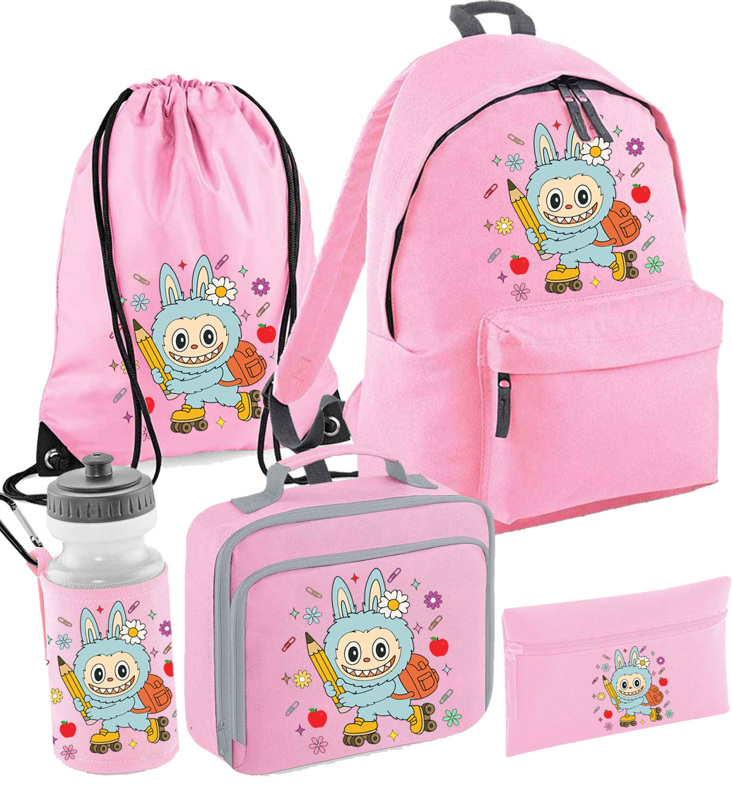 Back to School Little Bubu Monsters Pink Set - personalisation options