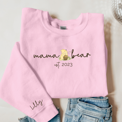 Personalised Mama Bear Sweatshirt - childrens name(s) on sleeve - more colours available