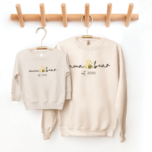 Personalised Mama Bear Mini Bear design - Est Year Matching Sweatshirt