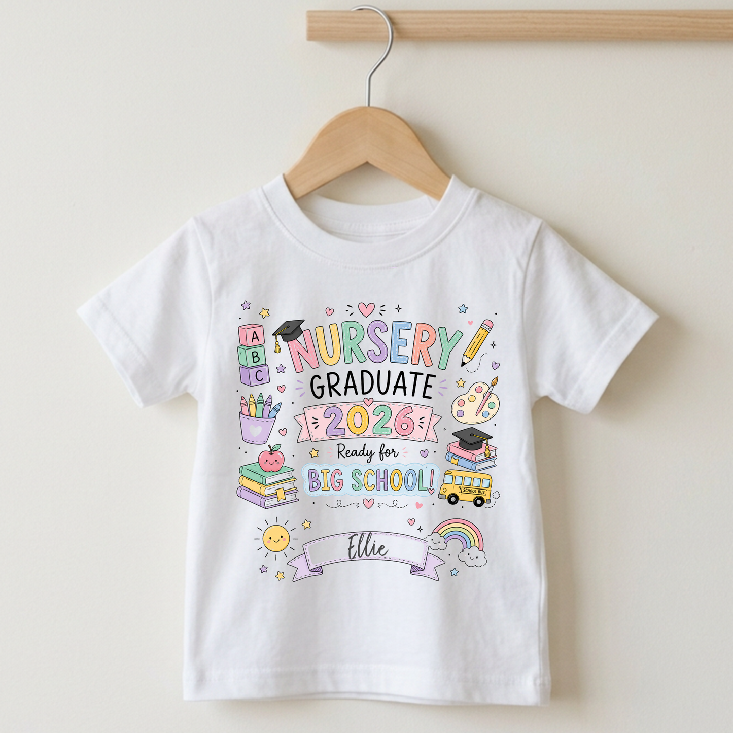 Nursery Graduate 2026 - Ready for Big School t-shirt - doodle design