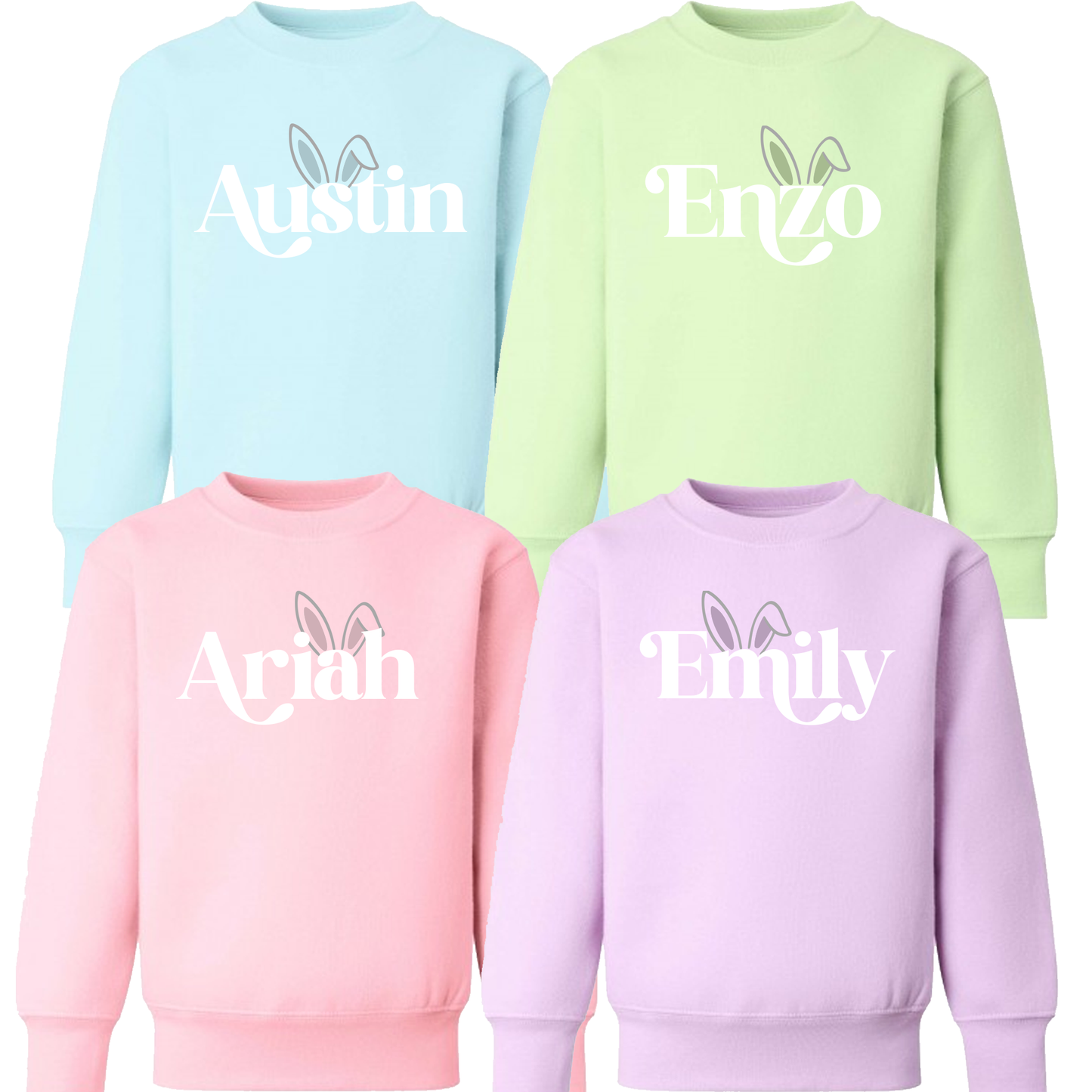 Personalised Easter Bunny Ears - Pastel Sweatshirt