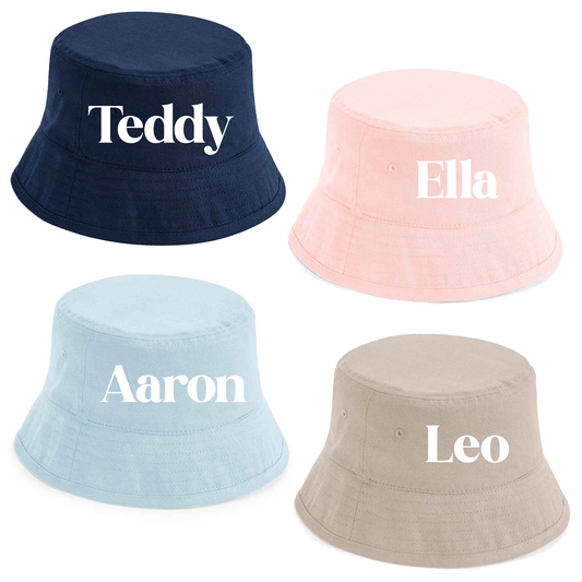 Personalised Kids Bucket Hat - 2 sizes and 4 colours available