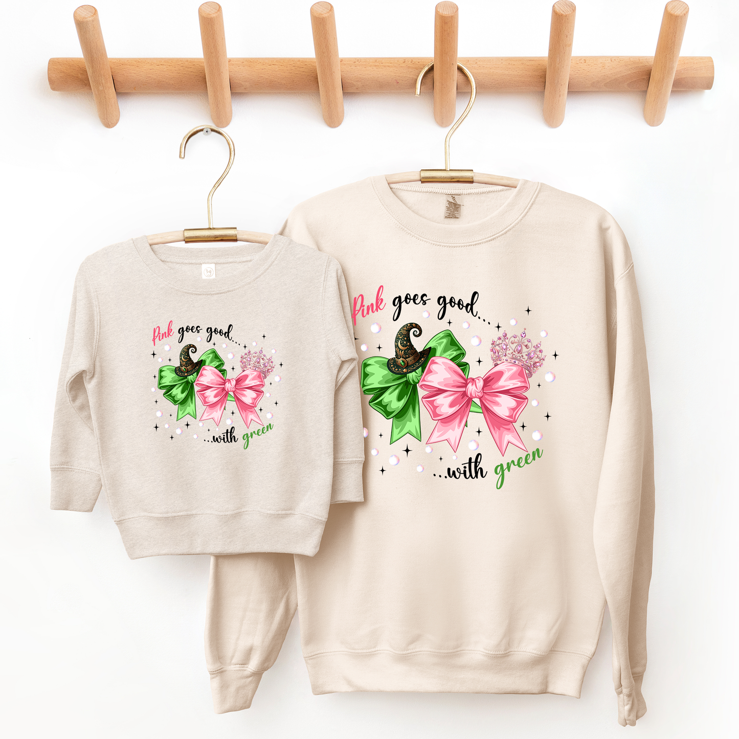 Pink goes good with Green Sweatshirt Jumper - Family Matching