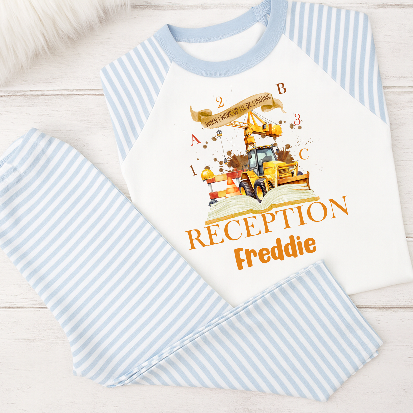 Personalised When I Wake Up I'll Be Starting... Digger Construction PJs Pyjamas