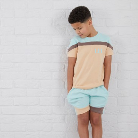 Personalised Colour Block Shorts & T-Shirt Set