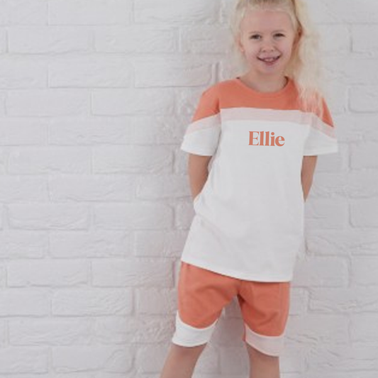 Personalised Colour Block Shorts & T-Shirt Set