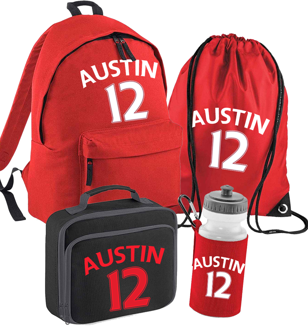Back to School Personalised Red Football Name & Number Set - other options available
