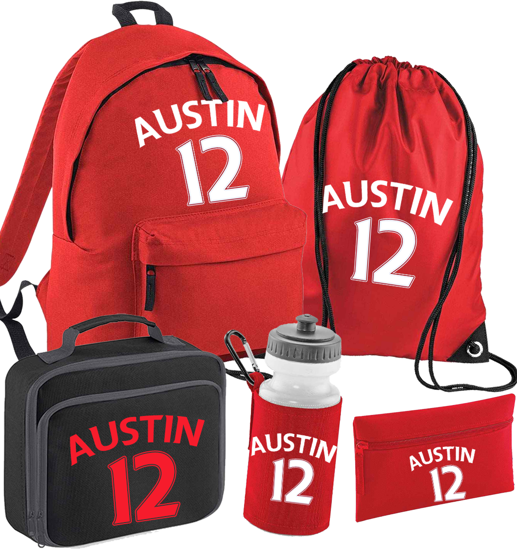 Back to School Personalised Red Football Name & Number Set - other options available