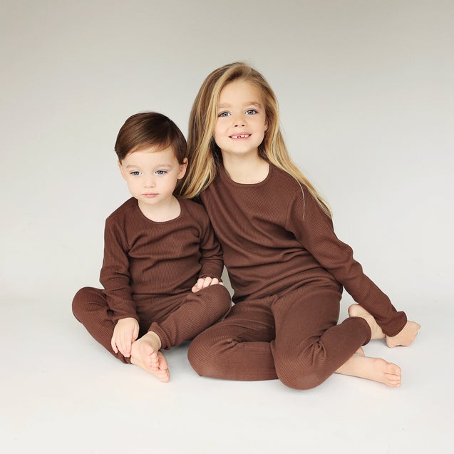 Embroidered Chocolate Ribbed Loungewear (CURRENTLY OUT OF STOCK)