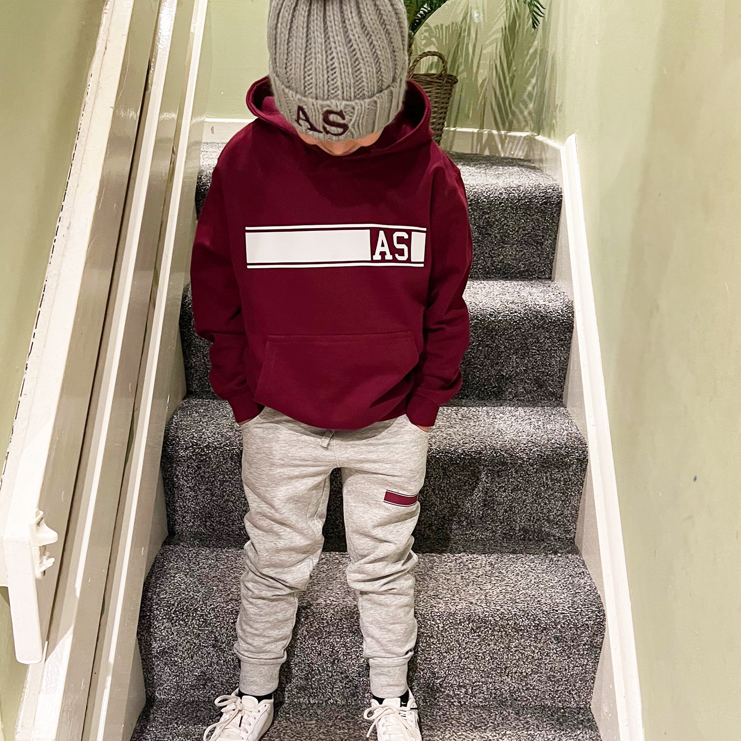 Personalised Maroon & Grey MiniVIP© Block Tracksuit Lounge Set
