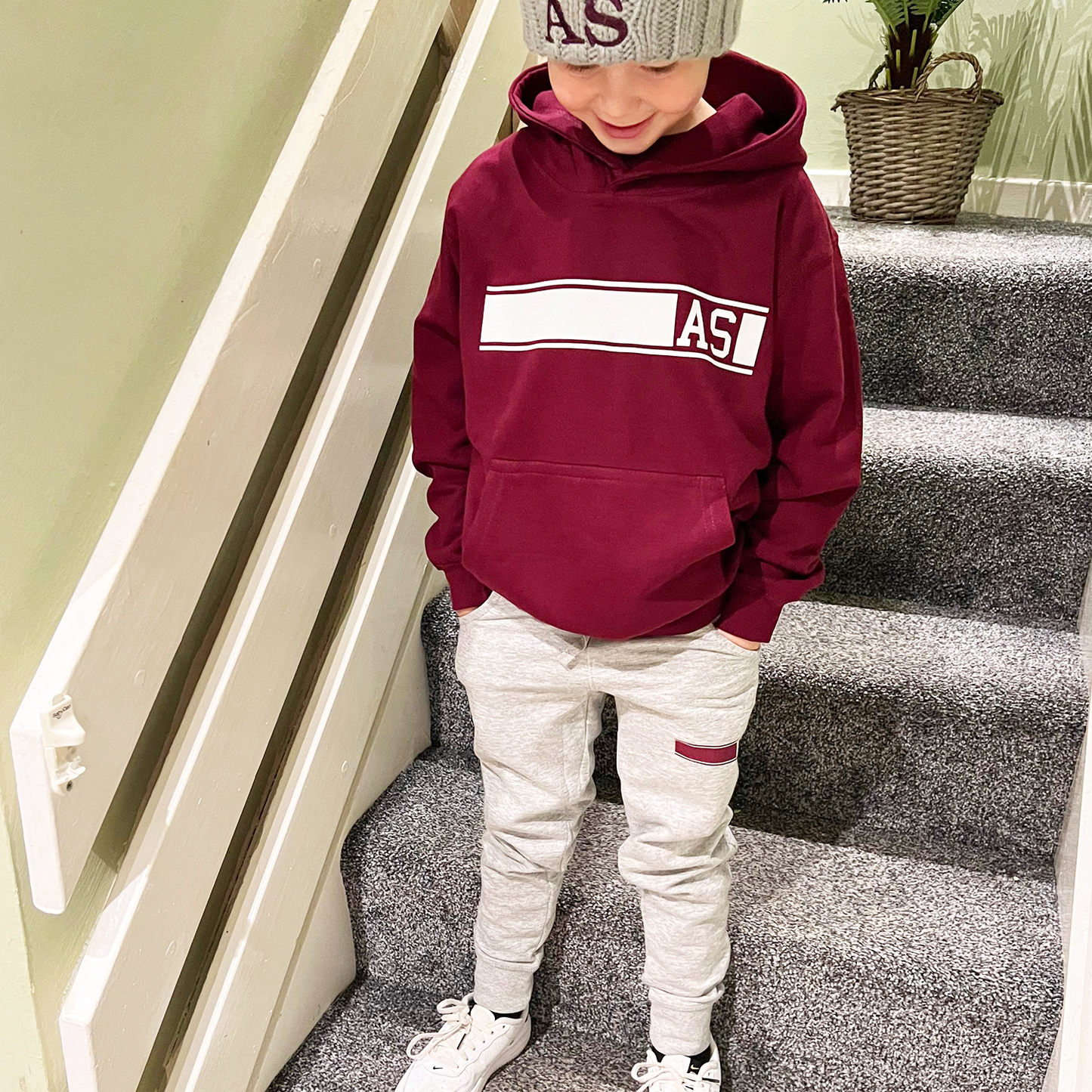 Personalised Maroon & Grey MiniVIP© Block Tracksuit Lounge Set