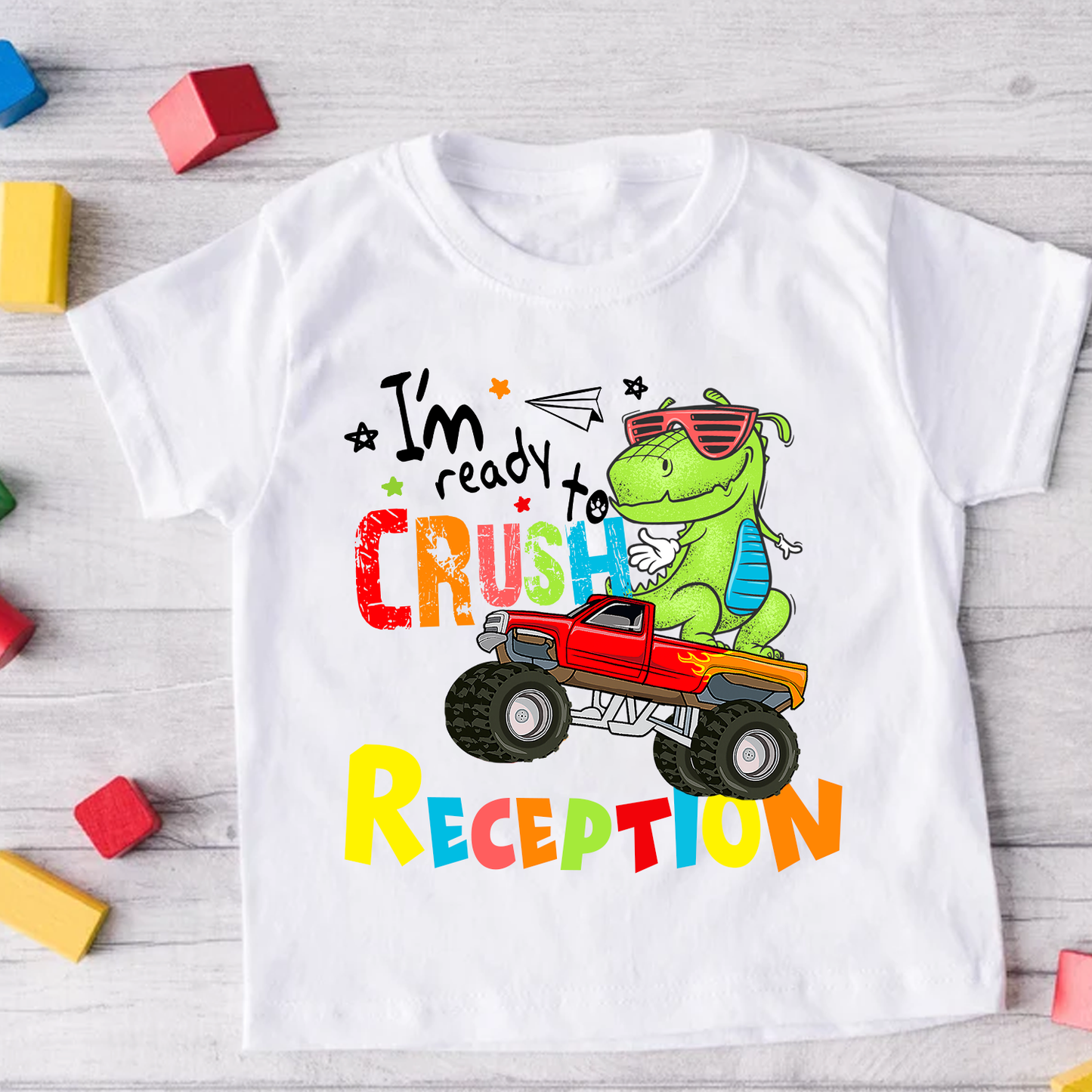 I'm Ready To Crush - Personalised Nursery School Dinosaur White T-Shirt
