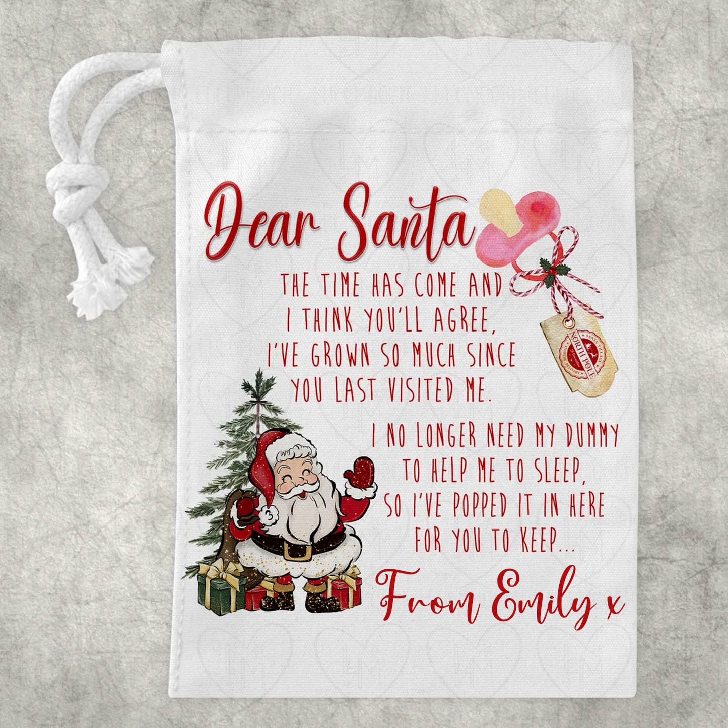 Personalised Dummy For Santa Bag