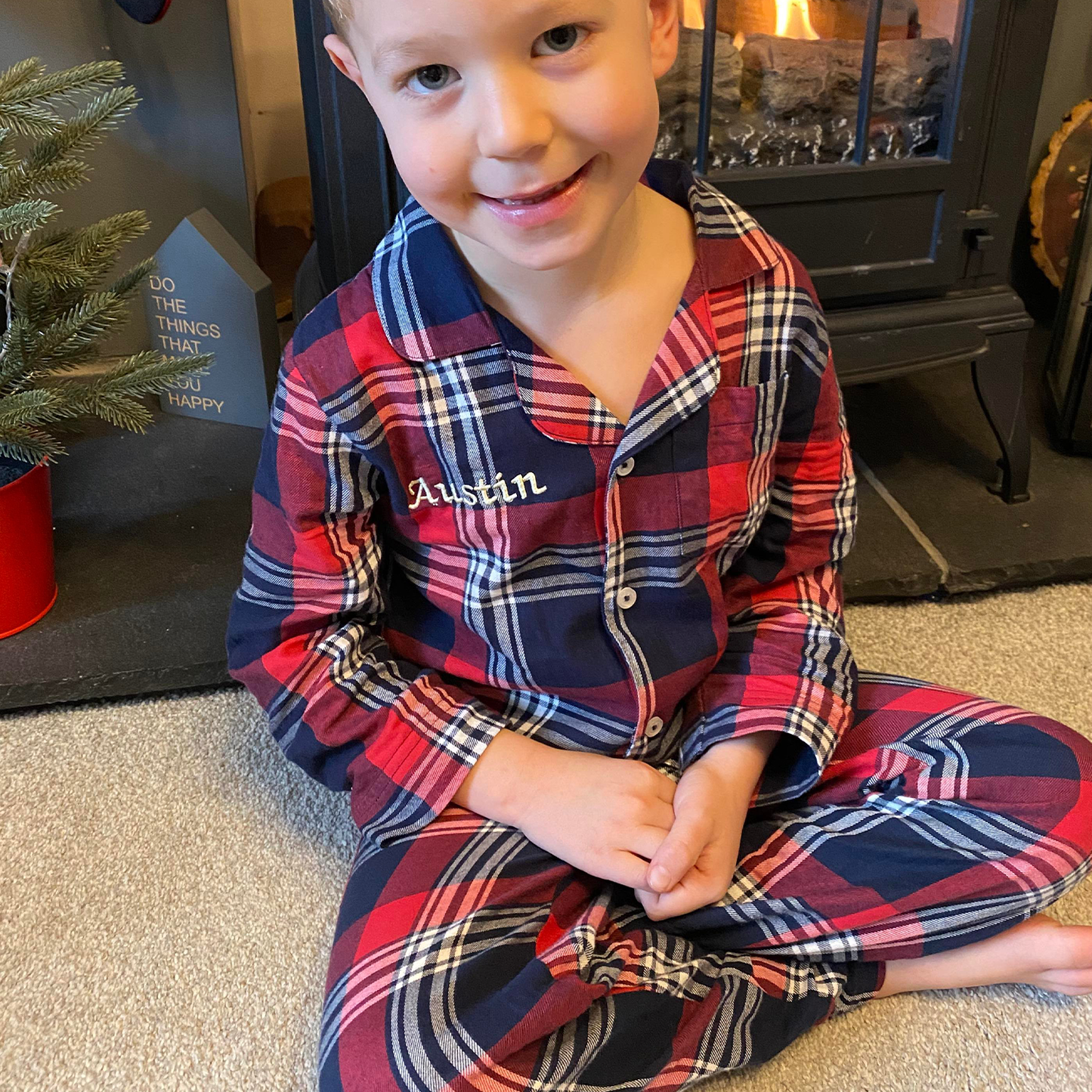 Embroidered Family Tartan Christmas Pyjamas PJs - Personalised