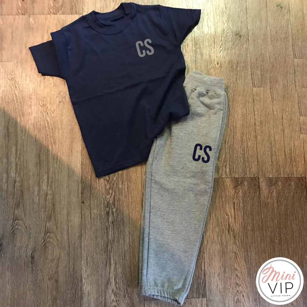 Personalised Navy/Grey Tracksuit Lounge Set