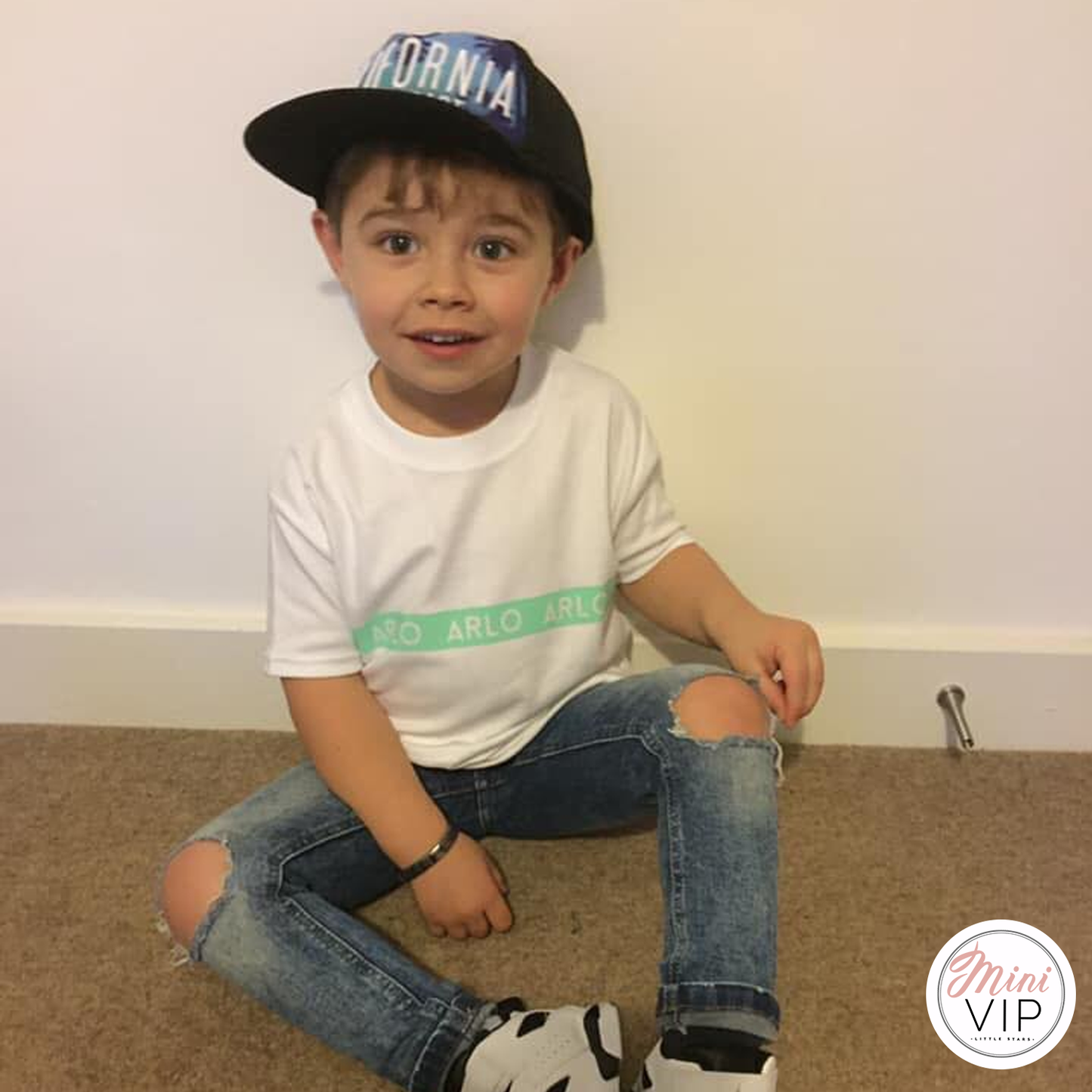 Personalised Mint Stripe White T-Shirt