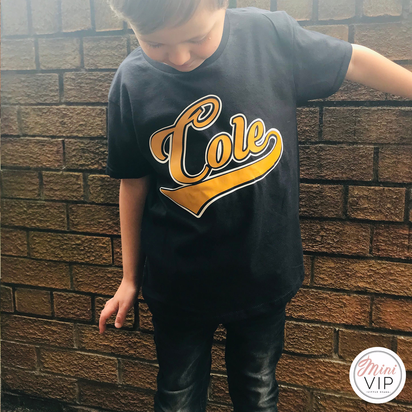 Personalised Baseball Style Name Black T-Shirt