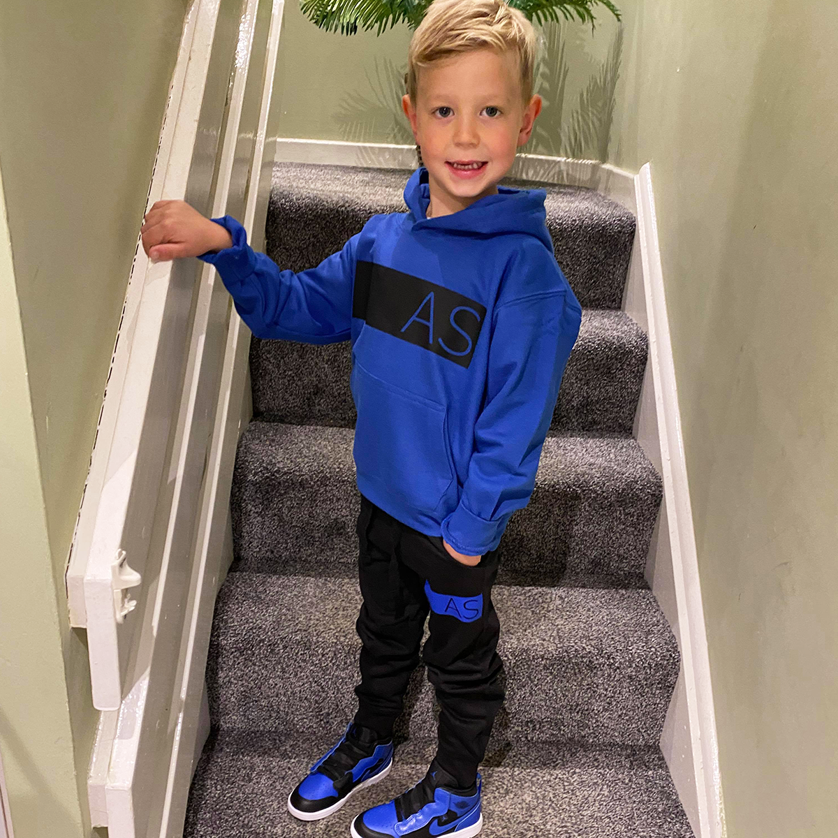 Personalised Black & Royal MiniVIP© Block Tracksuit Lounge Set