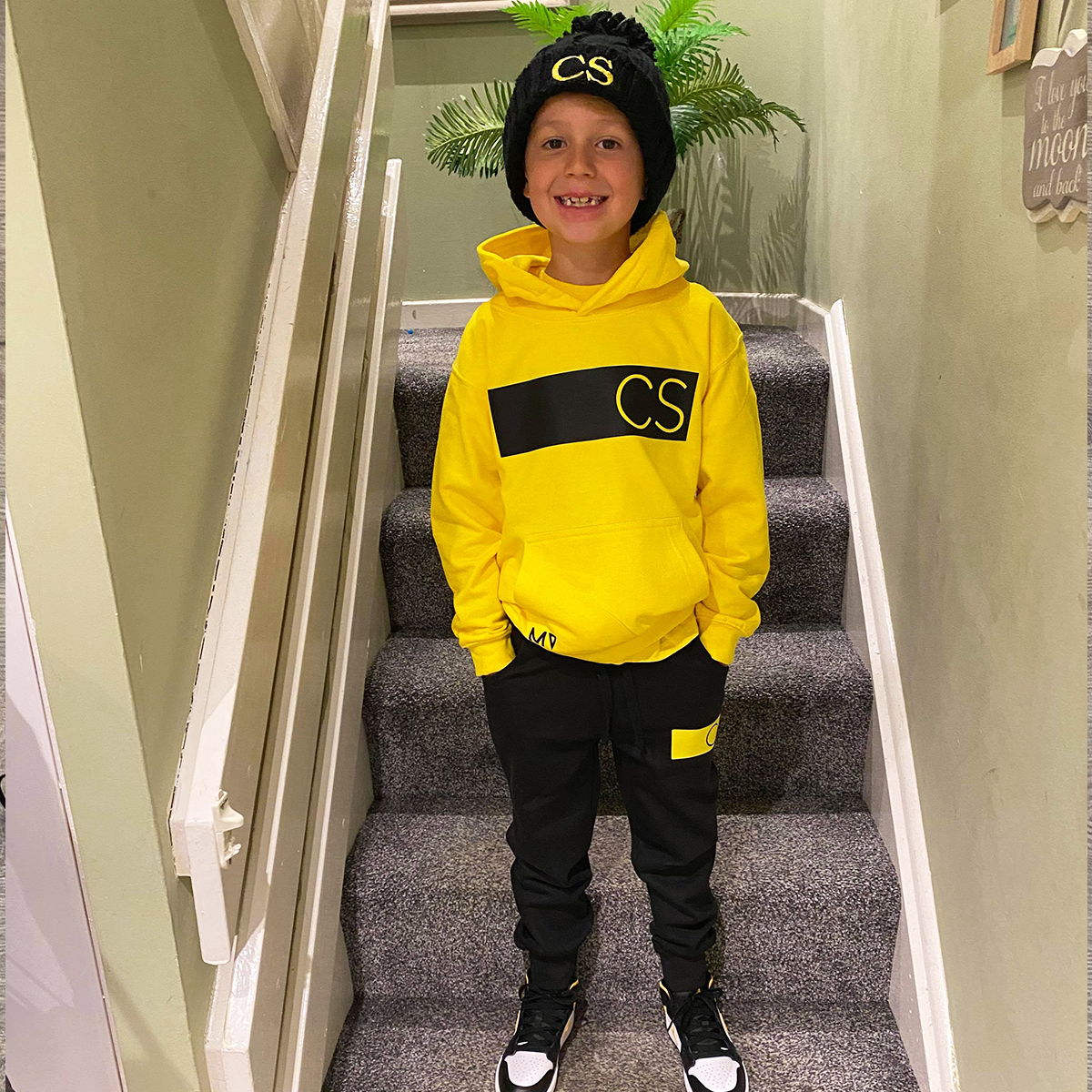 Personalised Black & Yellow MiniVIP© Block Tracksuit Lounge Set