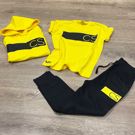 Personalised Black & Yellow MiniVIP© Block Tracksuit Lounge Set