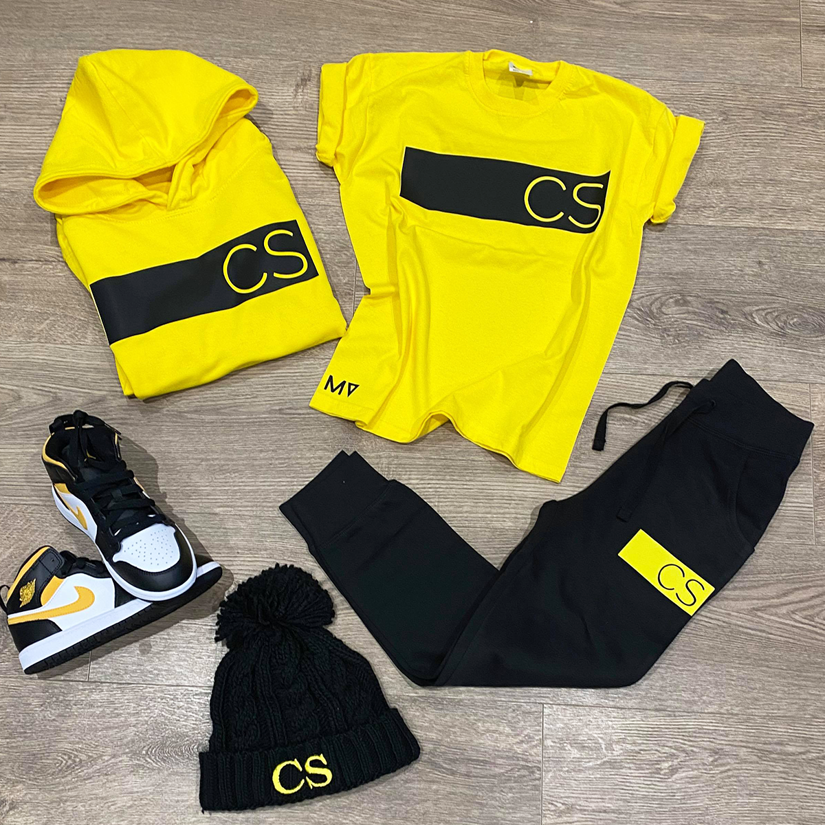 Personalised Black & Yellow MiniVIP© Block Tracksuit Lounge Set