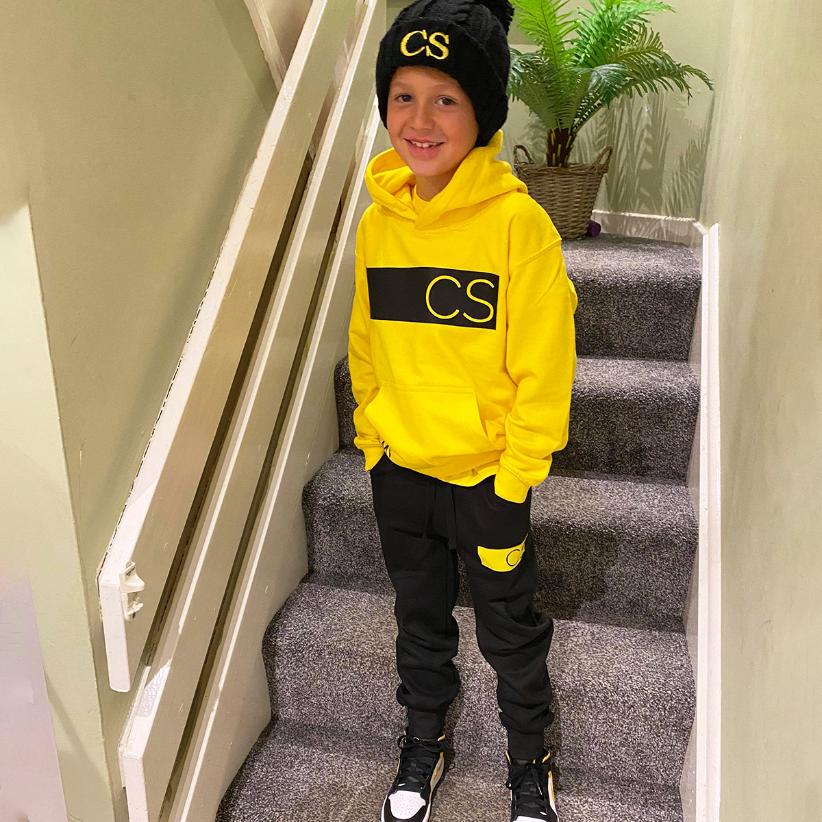 Personalised Black & Yellow MiniVIP© Block Tracksuit Lounge Set