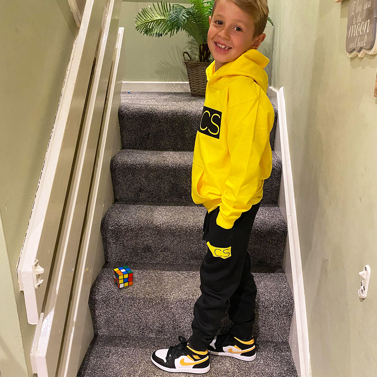 Personalised Black & Yellow MiniVIP© Block Tracksuit Lounge Set