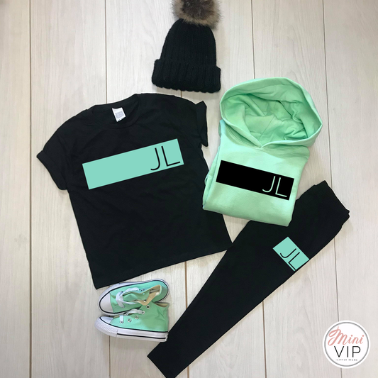 Personalised Black/Mint Leggings Lounge Set - Autumn/Winter