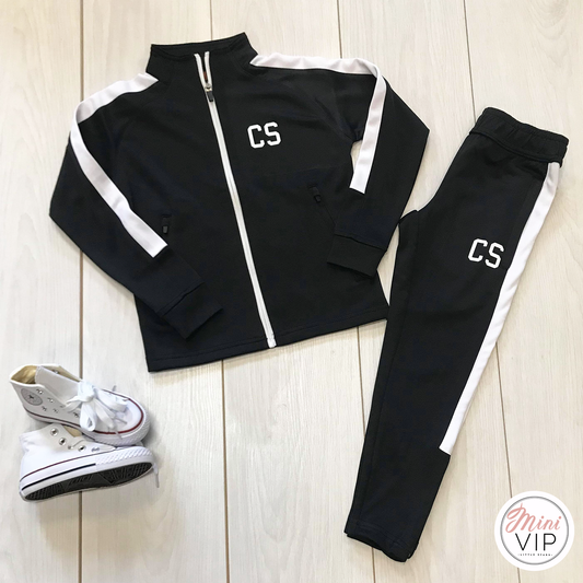 Black & White Stripe Personalised Initials Tracksuit