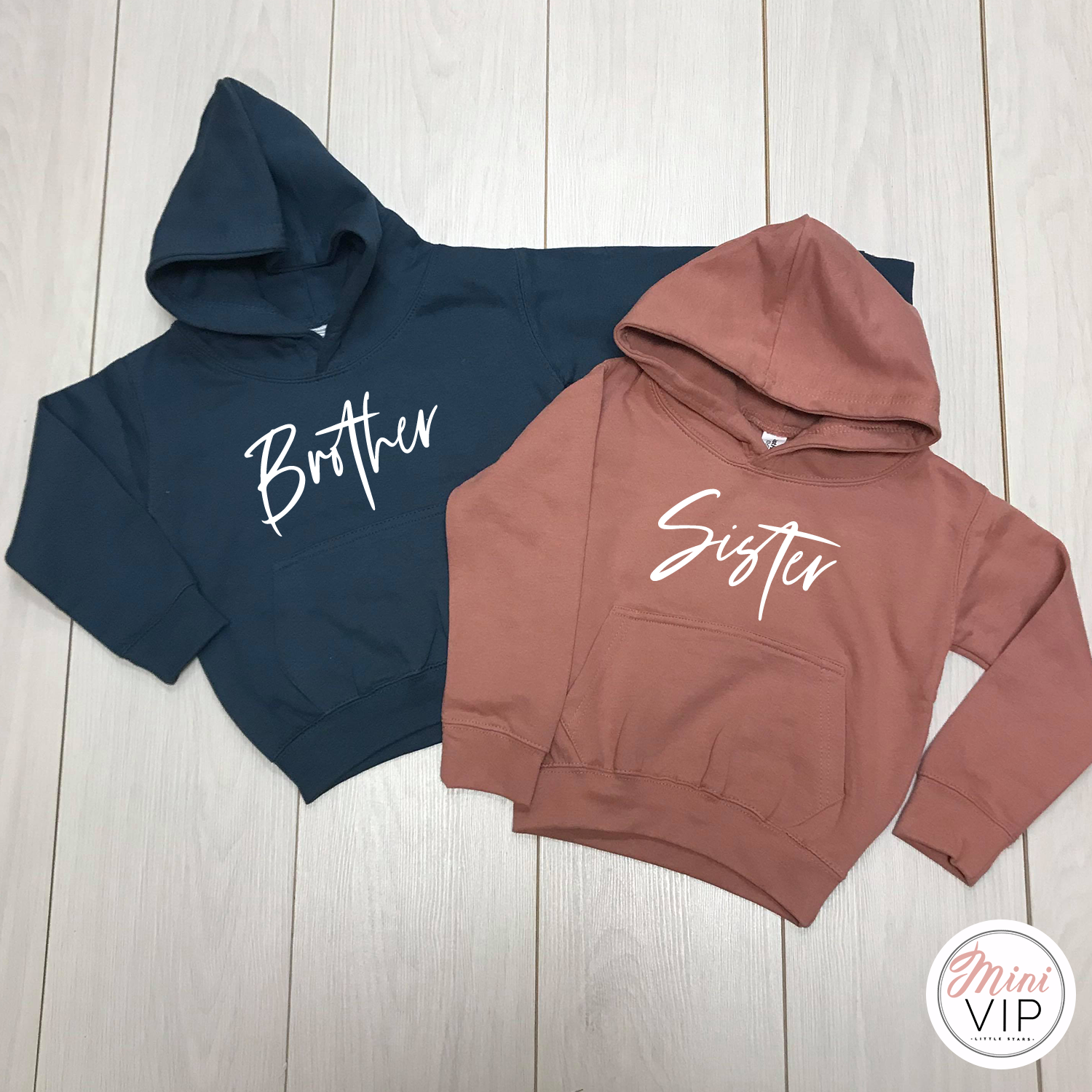 Sibling Script Hoodie Brother or Sister ShopMiniVIP