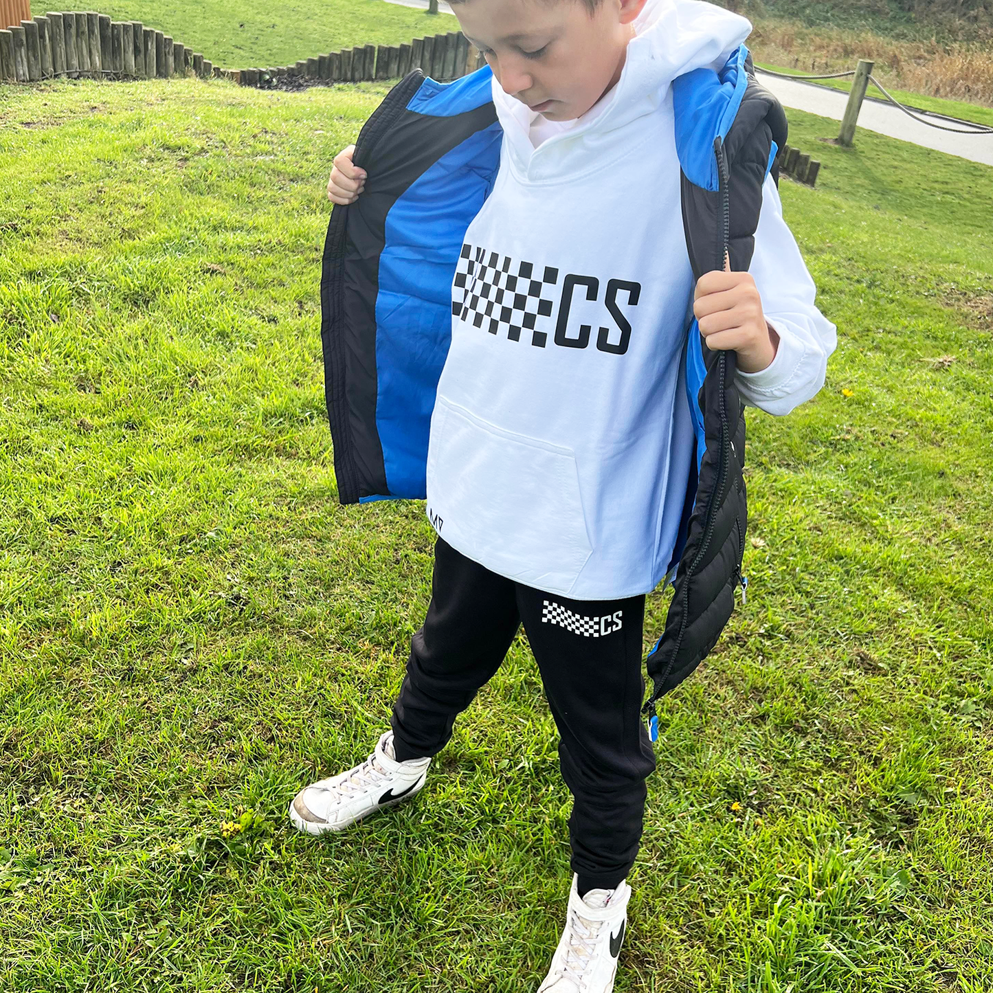 Personalised Black & White MiniVIP© Checkered Tracksuit Lounge Set