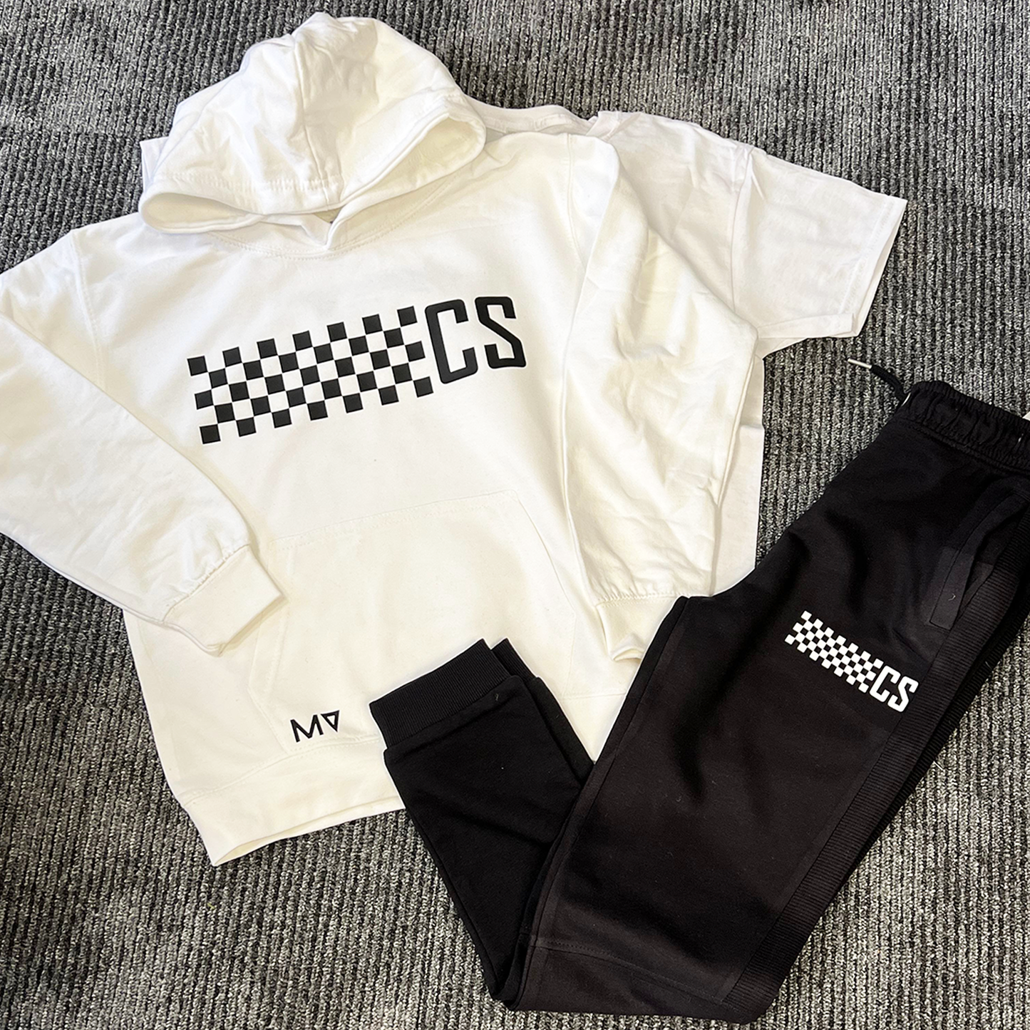 Personalised Black & White MiniVIP© Checkered Tracksuit Lounge Set