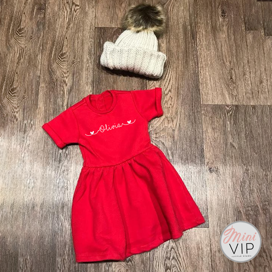 Personalised Girls Red Festive Dress