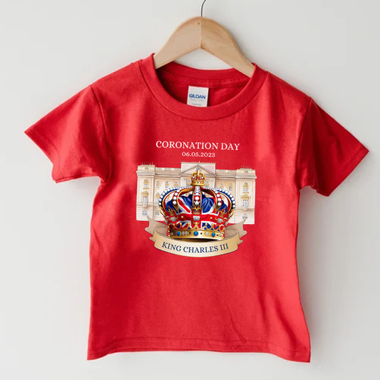 King Charles III Palace Design Coronation Day Red T-Shirt