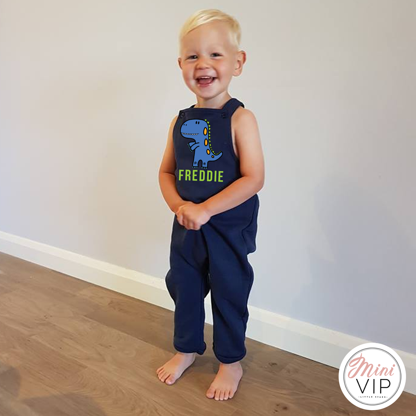 Personalised Dinosaur design Navy Jumpsuit/Dungarees