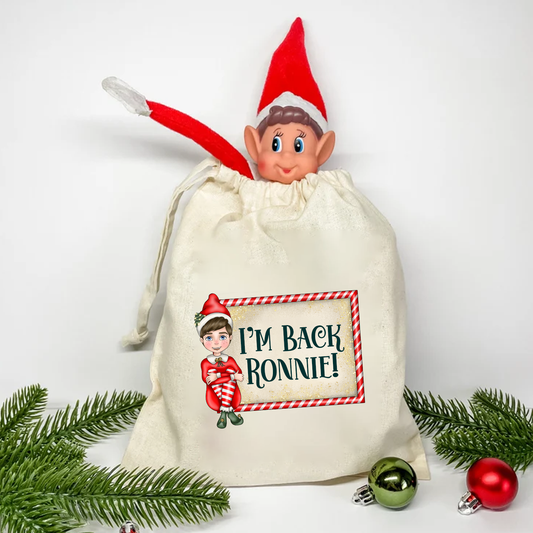Elf Arrival Personalised Cotton Sack