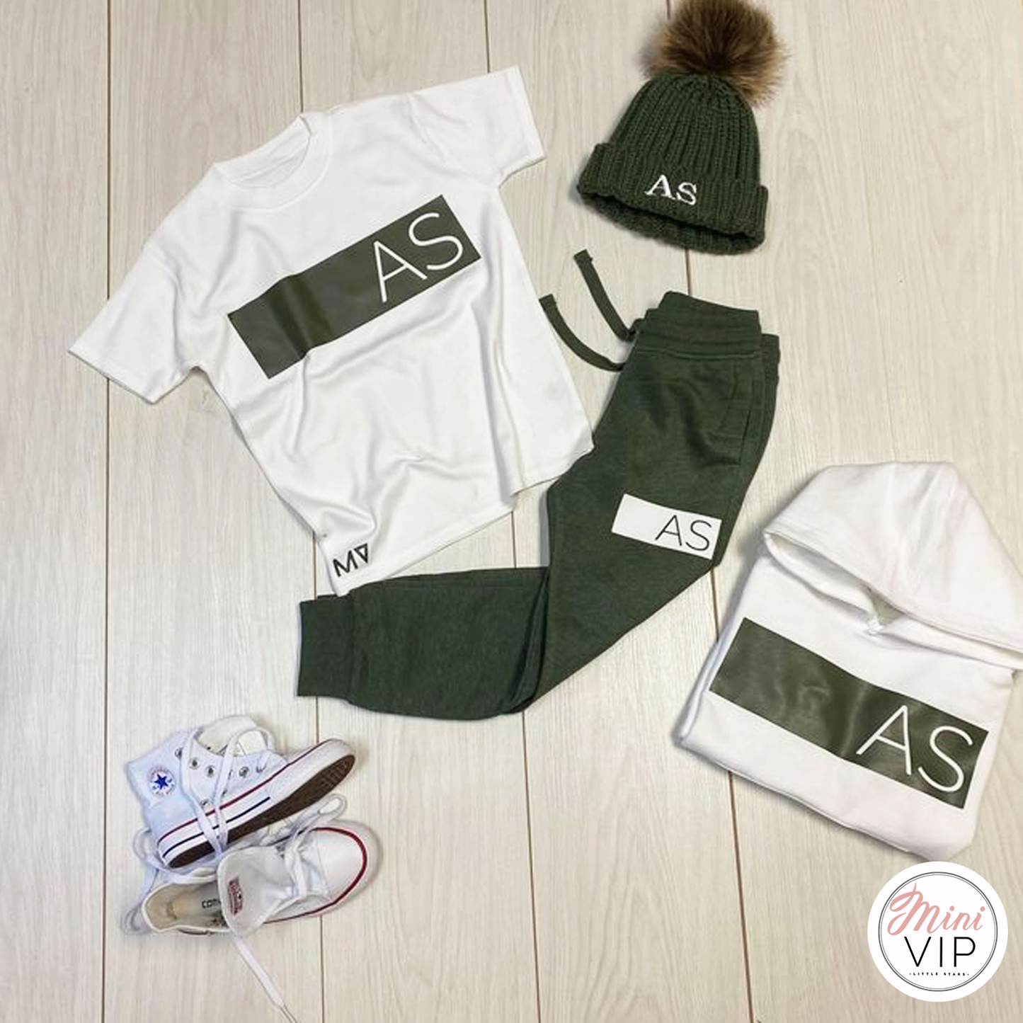 Personalised Khaki/White Tracksuit Lounge Set A/W
